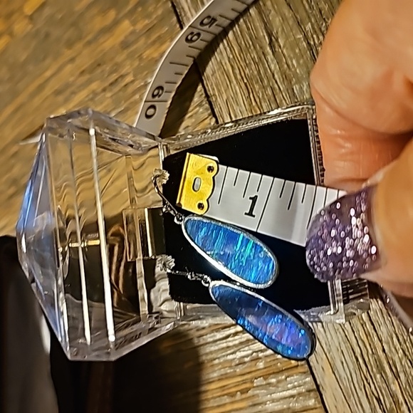 New Blue Opal sterling Earrings - Picture 5 of 5